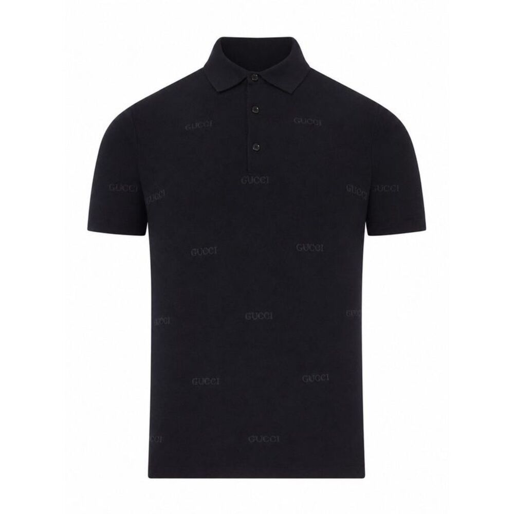 Gucci Men Jacquard Wool And Silk Polo